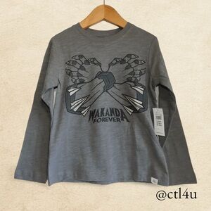 GAP Marvel Cotton Black Panther Wakanda Forever Long Sleeve Crewneck Tee